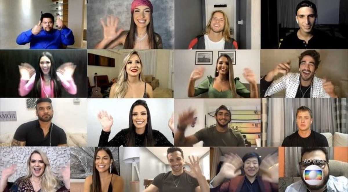 Paticipantes do BBB 20 reunidos via internet