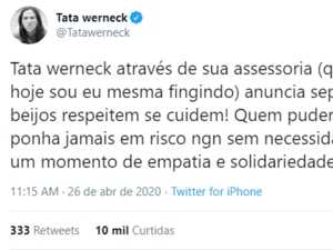 Tweet de Tata anunciando separação - Reprodução/Twitter