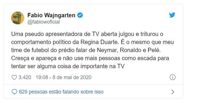 Twieet de Fábio Wajngarten