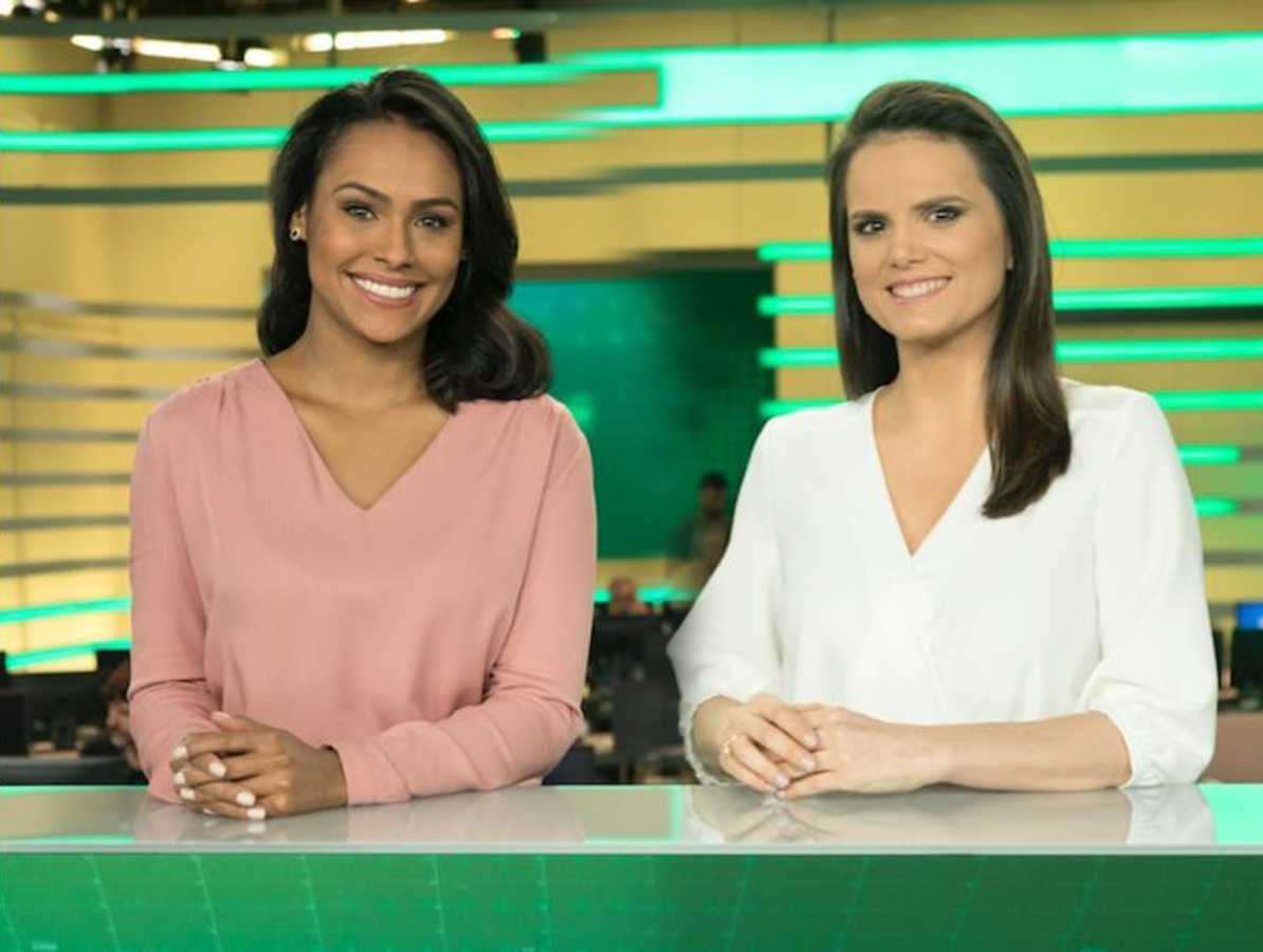 Salcy Lima e Roberta Piza no cenário do Fala Brasil