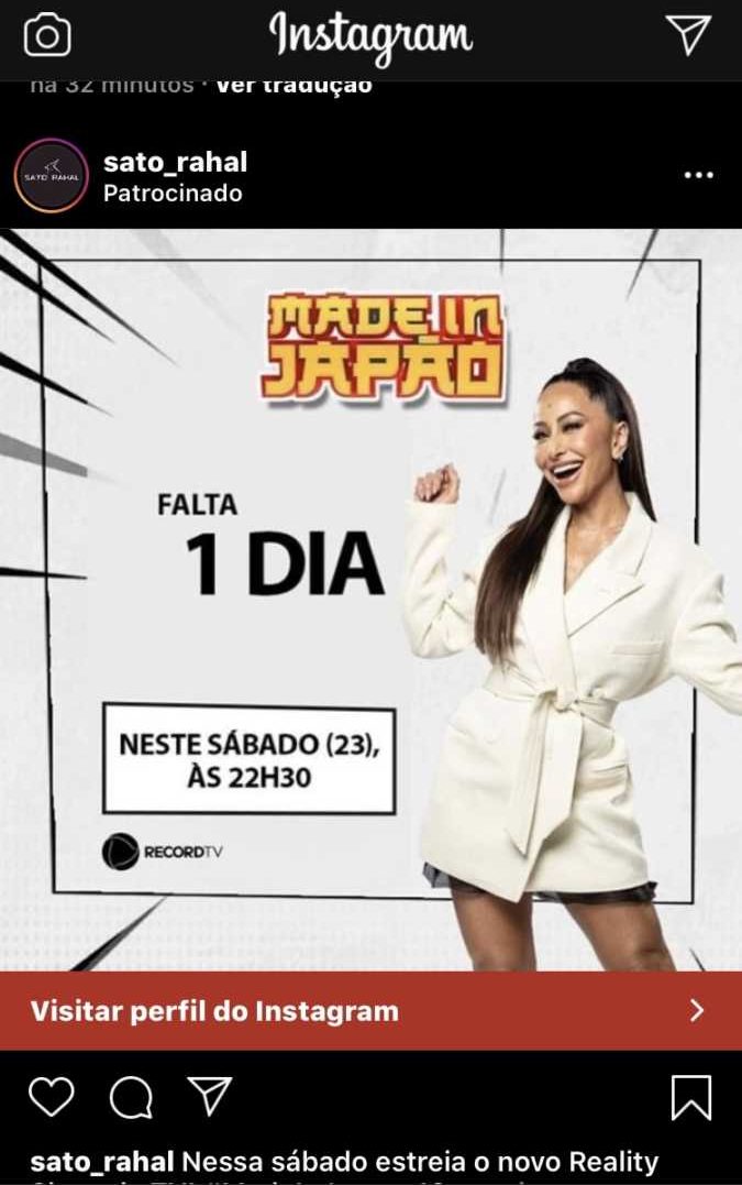 Sabrina Sato faz post pago