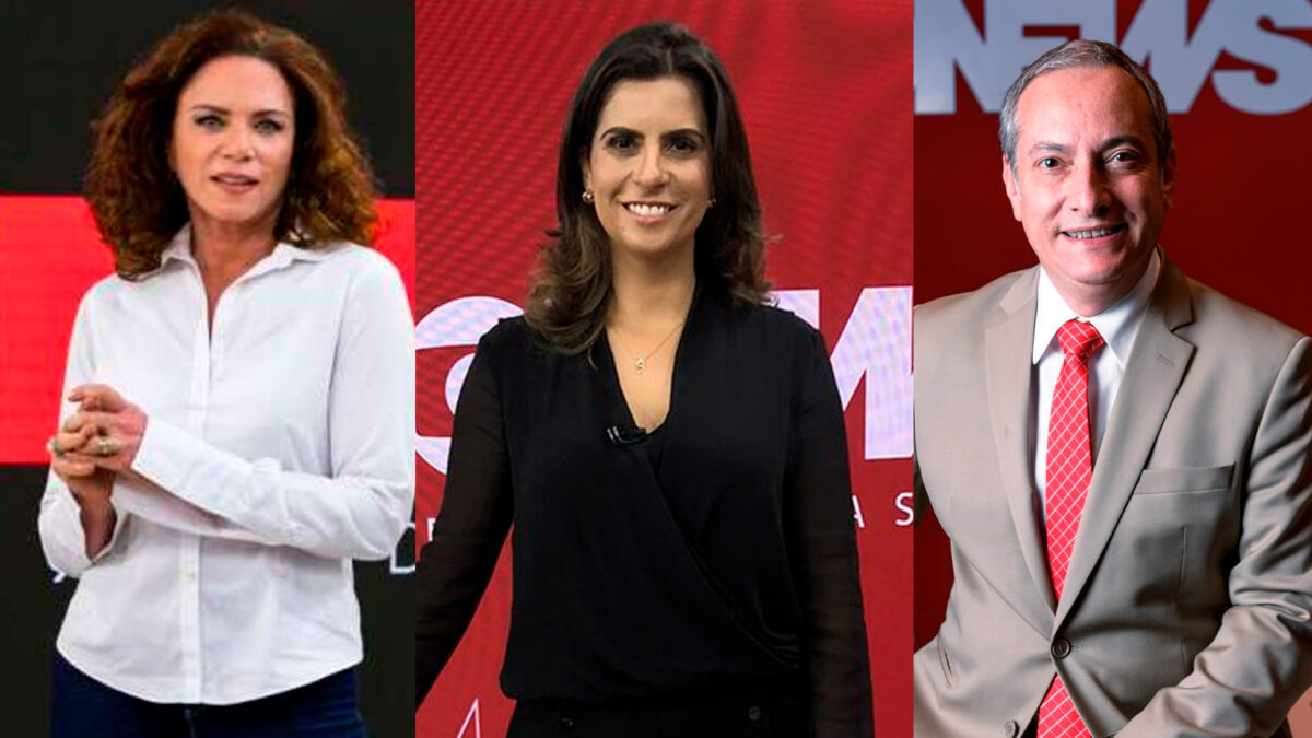 Montagem com os jornalistas da GloboNews Leilane Neubarth, Camila Bonfim e José Roberto Burnier