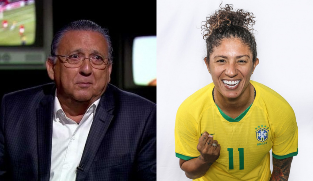 Galvão Bueno e Cristiane em uma montagem