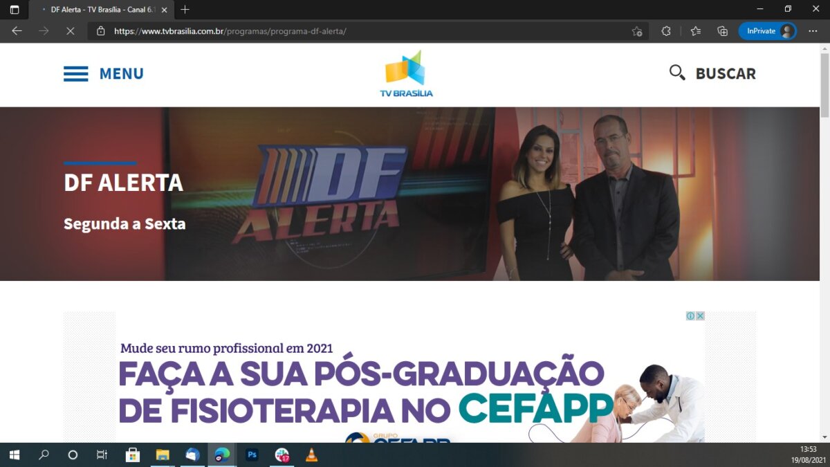 Capa do site do DF Alerta com imagem de Nikole Lima