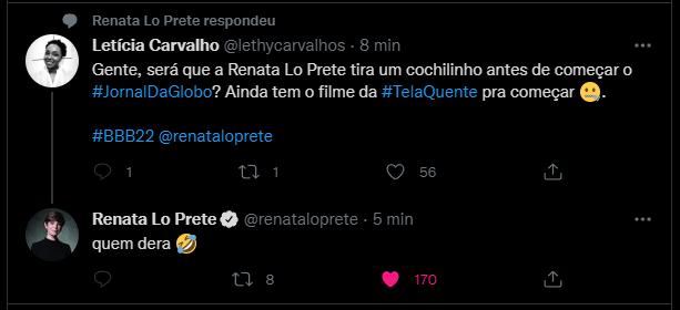 Twitter questionando Renata Lo Prete