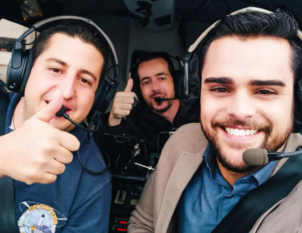 Lucas Carvalho no helicoptero