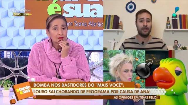 Sonia Abrão e Alessandro Lo-Bianco dividindo tela no programa A Tarde é Sua, da RedeTV!