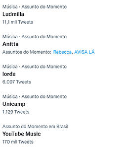 Print do trend topic com a menção de Ludmilla