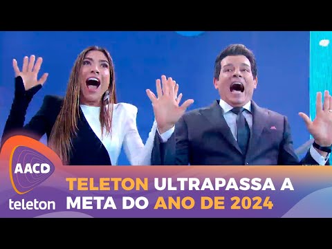 Celso Portiolli e Patricia Abravanel aceitam desafio após Teleton ultrapassar a meta | Teleton 2024