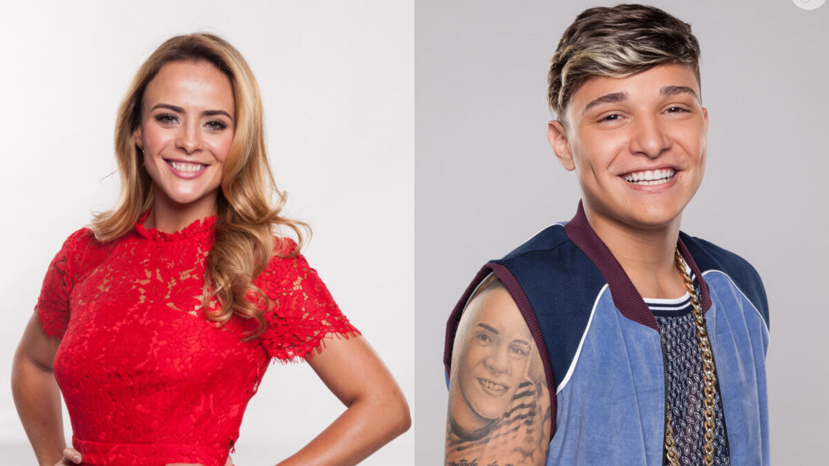 Juliana Silveira e Mc Gui em fotos de divulgação do Dancing Brasil
