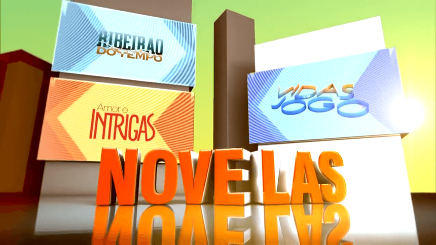 Logo das novelas Ribeirão do Tempo, Vidas em Jogo e Amor e Intrigas, todas da Record TV