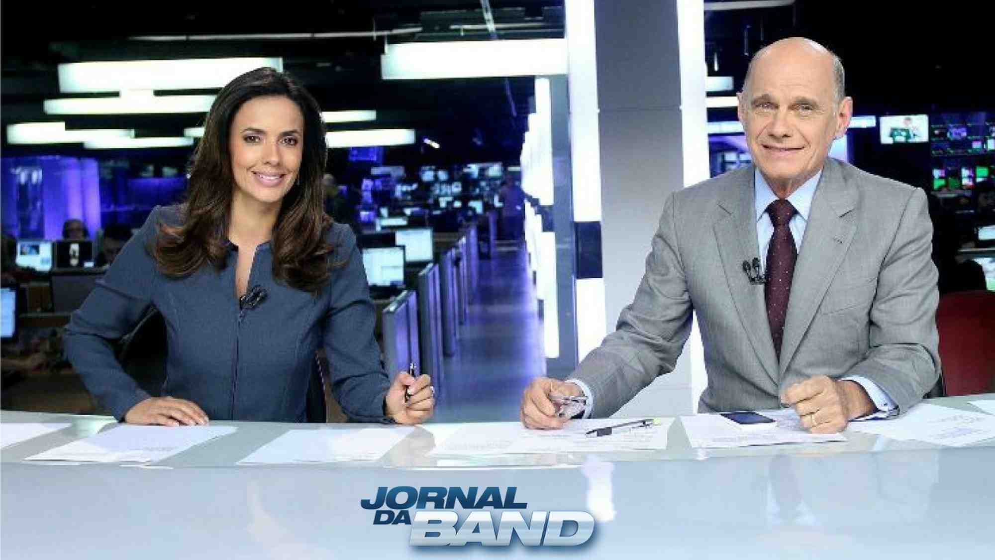 Ricardo Boechat e Paloma Tocci no Jornal da Band