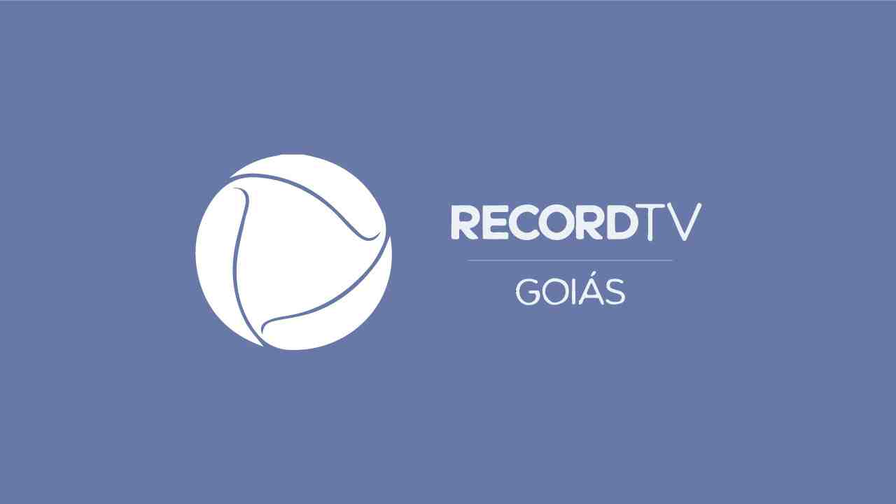 Logo Record TV Goiás no fundo azul