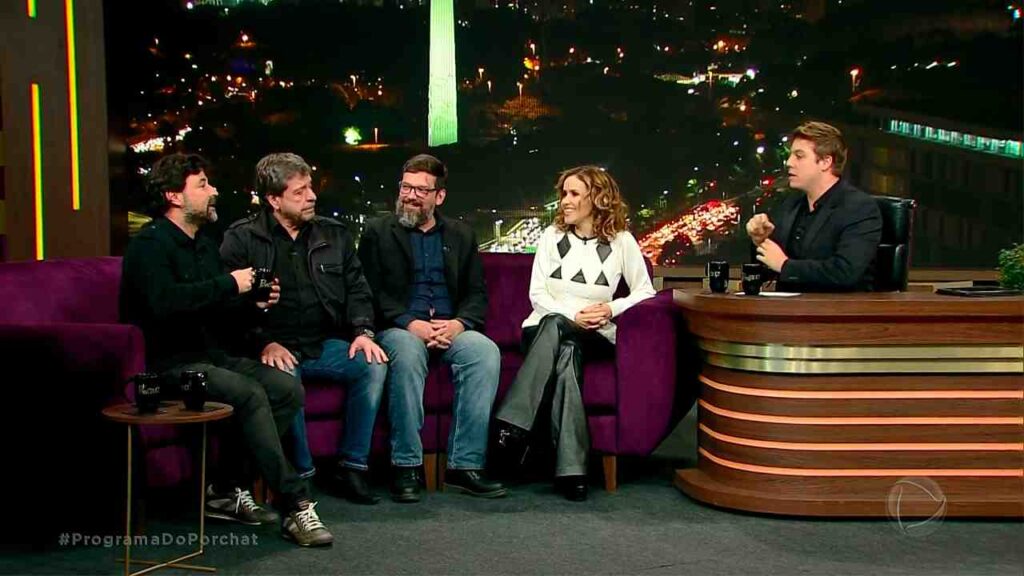 Emilio Orciollo Netto, Flávio Galvão, Emilio Boechat e Leona Cavalli conversam com Fábio Porchat