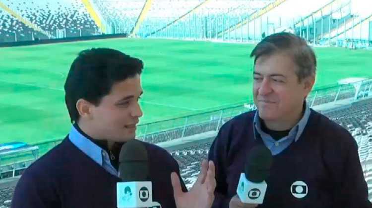 Kaio Cézar e PC Norões durante uma cobertura esportiva da TV Verdes Mares/Globo