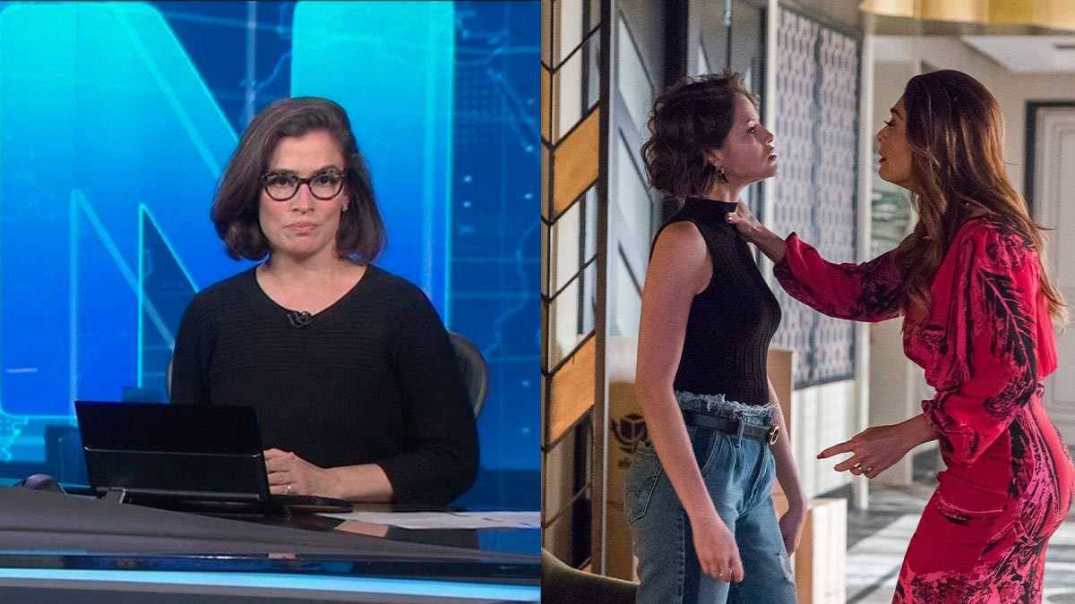 Imagens do Jornal Nacional e da novela A Dona do Pedaço exibidos nesta segunda-feira (05/08)