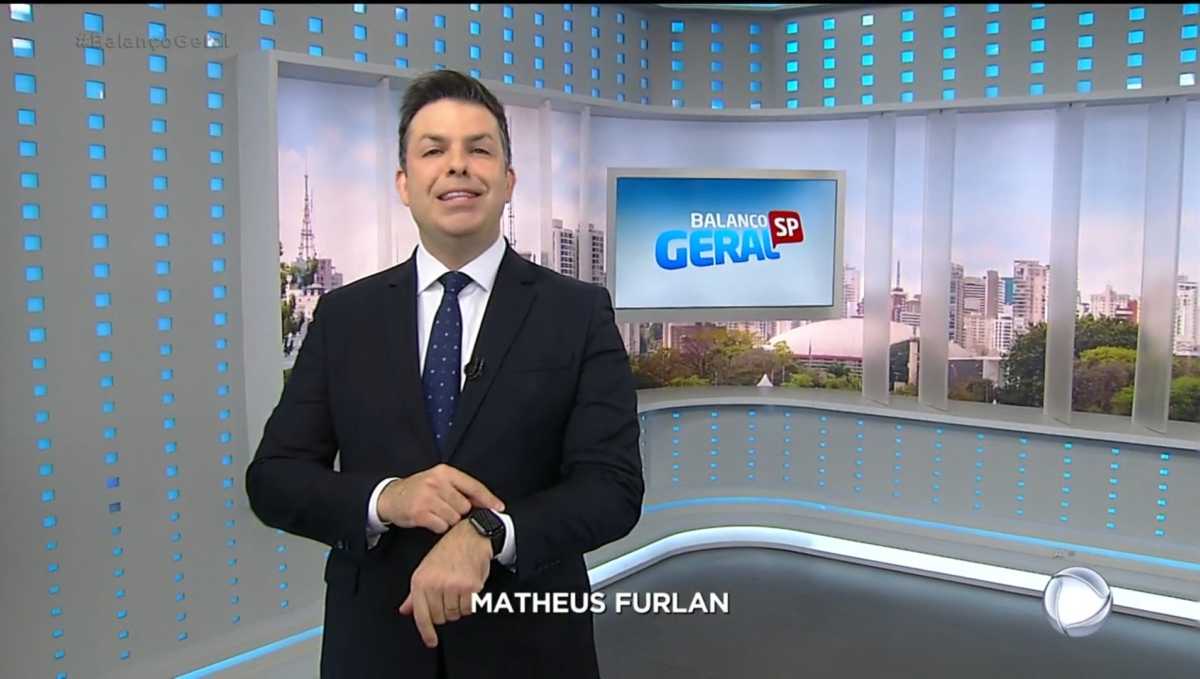 Matheus Furlan apresentando o Balanço Geral SP