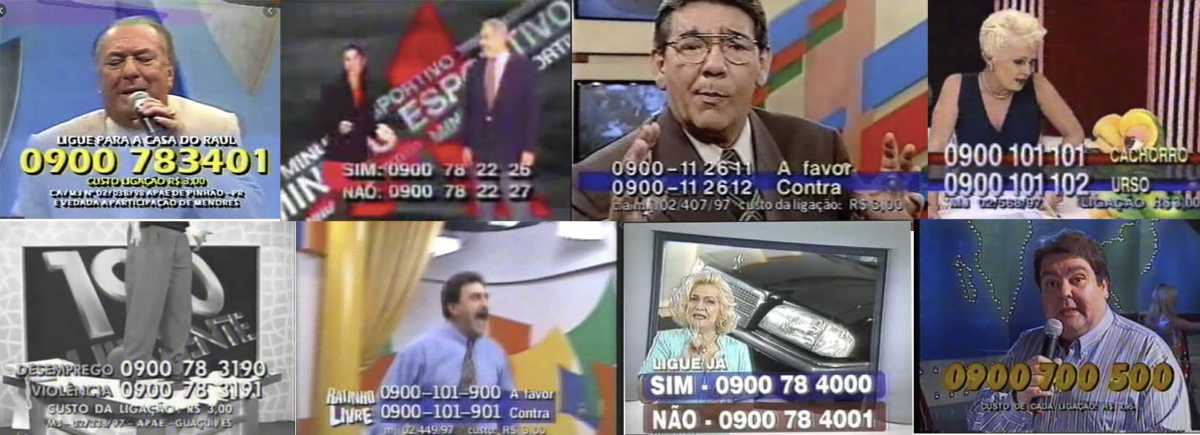 Sorteios 0900 dos anos 90 com Raul Gil, Ratinho, Hebe, João Leite Neto, Ana Maria Braga e Faustão