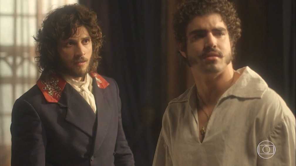 Joaquim e Dom Pedro em cena da novela Novo Mundo