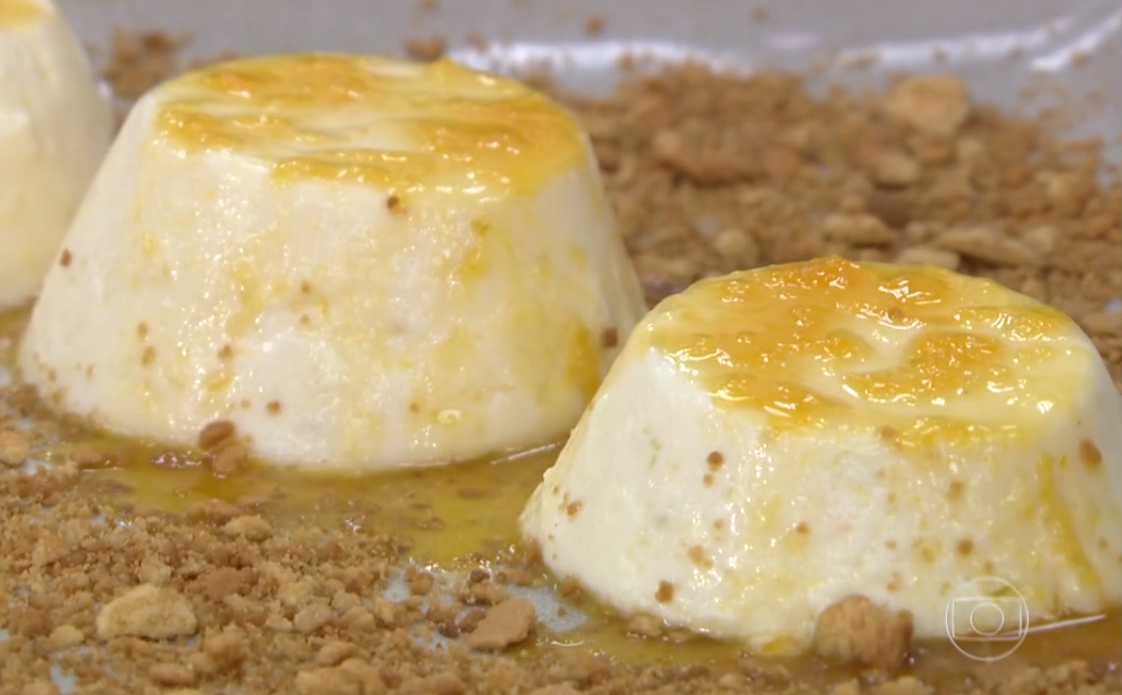 Panna Cotta de laranja pronta, preparada no Mais Você da Ana Maria Braga