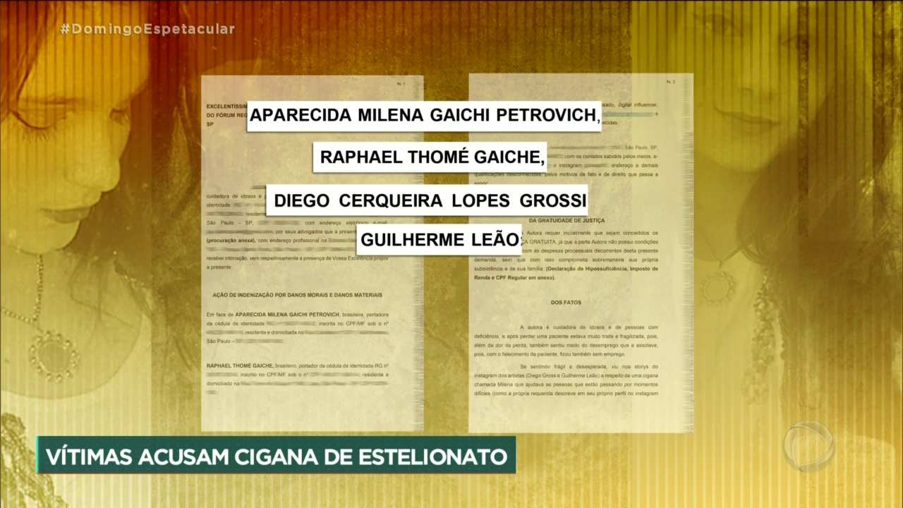 Ação da vítima contra a cigana Milena