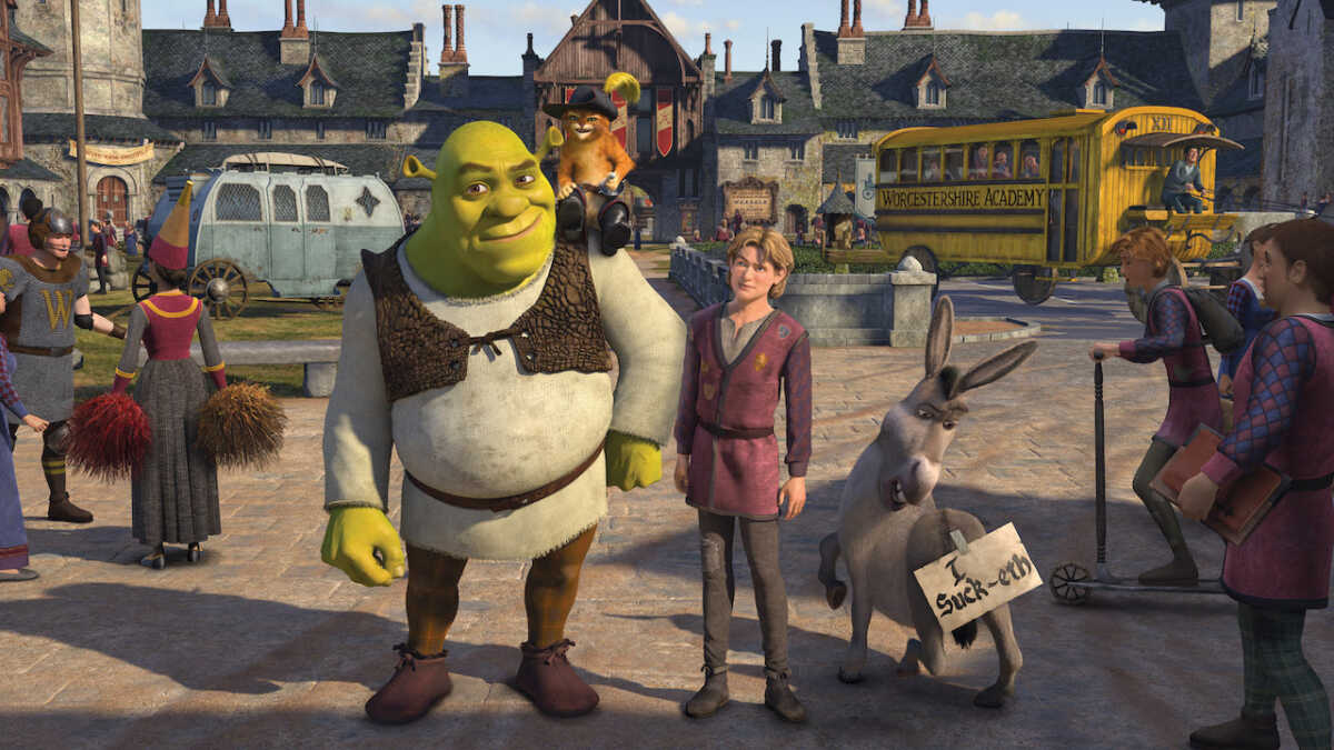 Cena do filme de animação Shrek Terceiro exibido na Sessão da Tarde da Globo