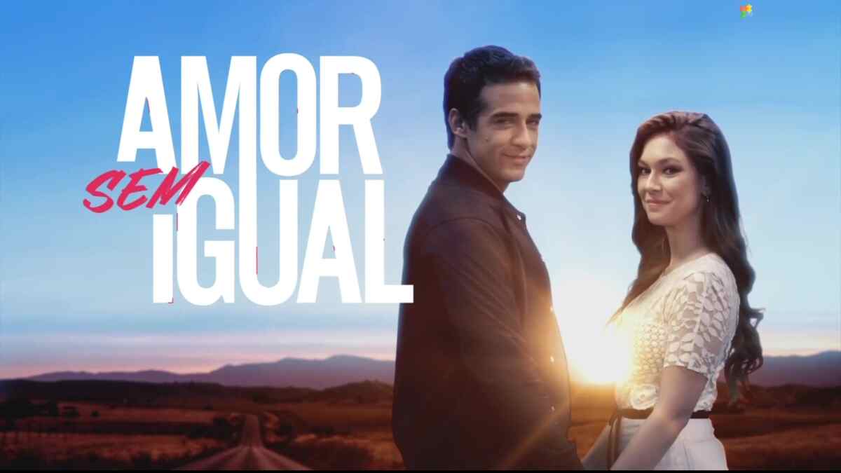 Novo logo de Amor Sem Igual com o casal de protagonistas Rafael Sardão e Day Mesquita