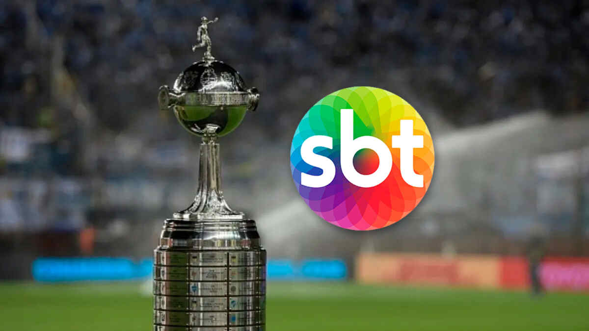 Logo no SBT ao lado da taça da Libertadores