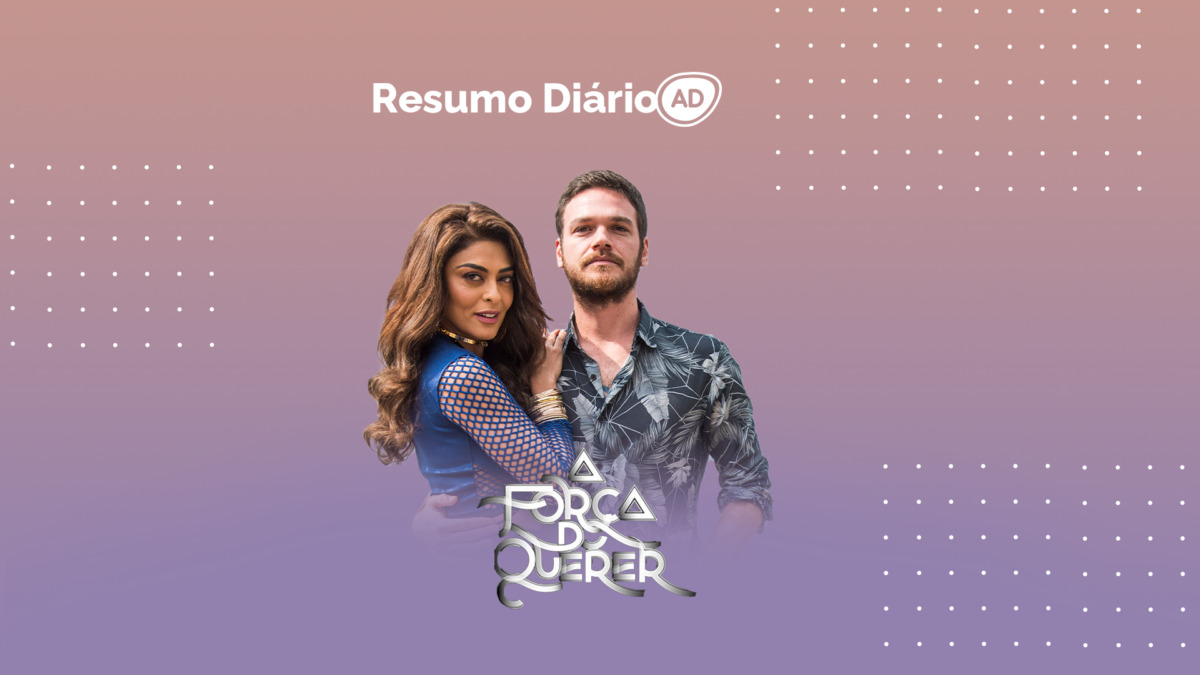 Logo do resumo diário de A Força do Querer com os protagonistas da novela, Juliana Paes e Emilio Dantas