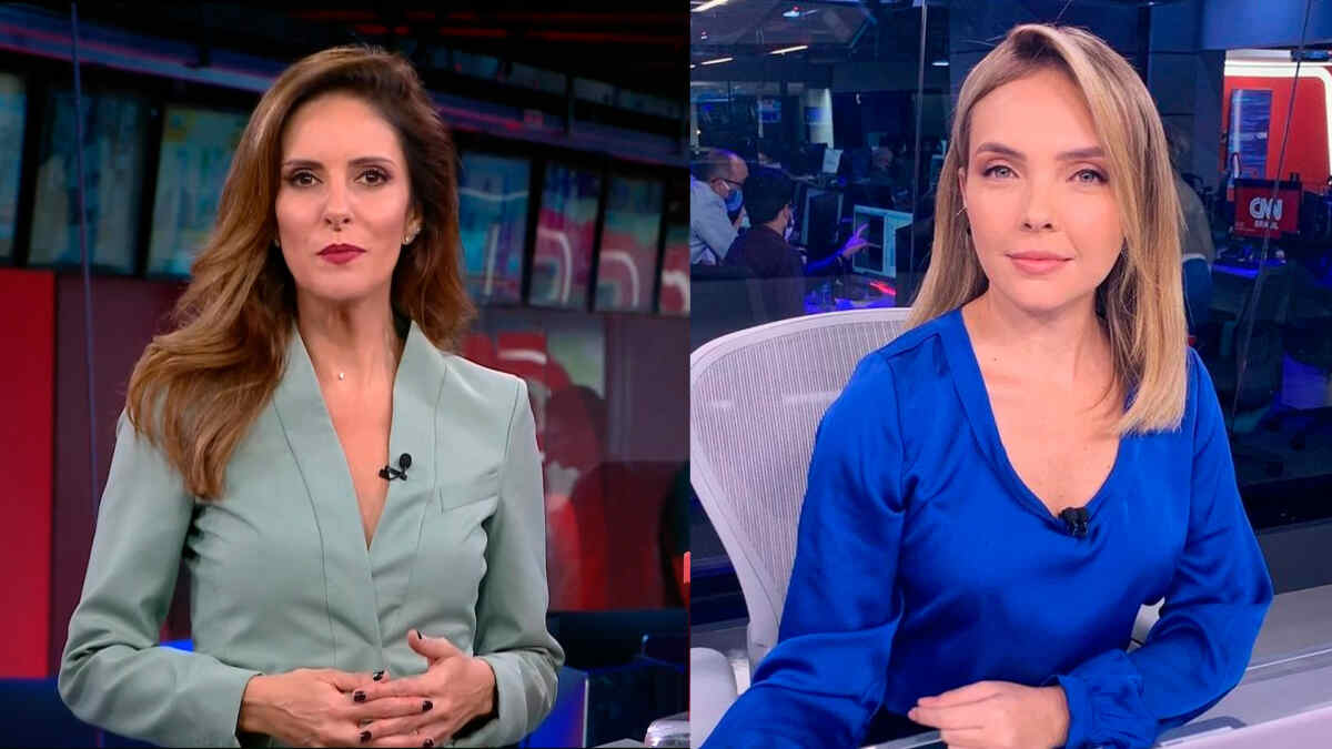 Jornalistas da CNN Brasil, Monalisa Perrone e Taís Lopes nos estúdios da emissora