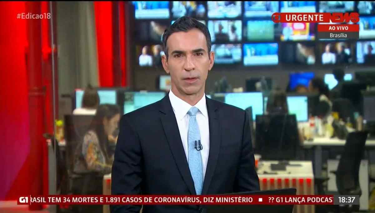 César Tralli no estúdio da GloboNews em São Paulo