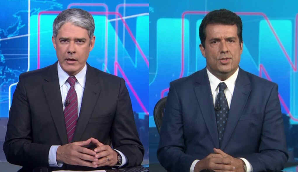 William Bonner e André Trigueiro no JN