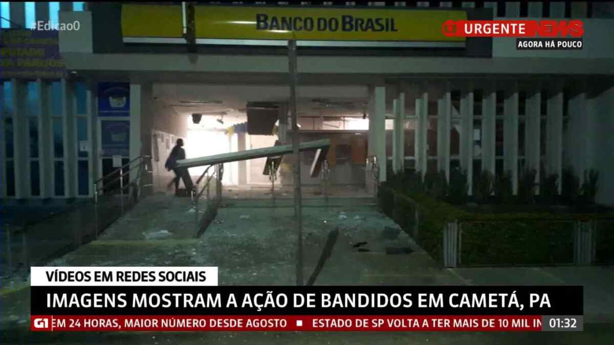 GloboNews mostra as imagens do banco que foi atacado por bandidos fortemente armados em Cametá - PA