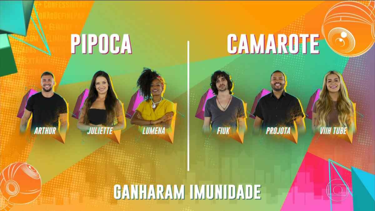 Montagem da Globo com os participantes imunes