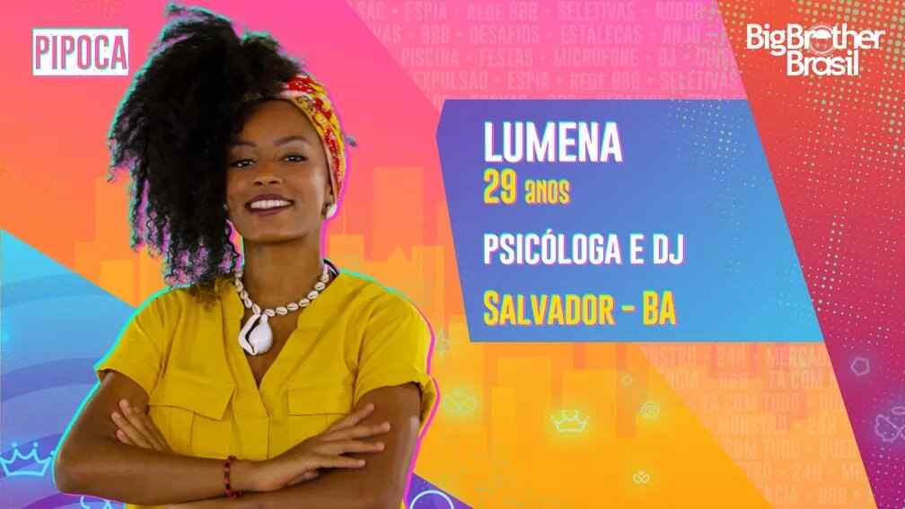 Lumena é mais uma participante do grupo pipoca no BBB 21