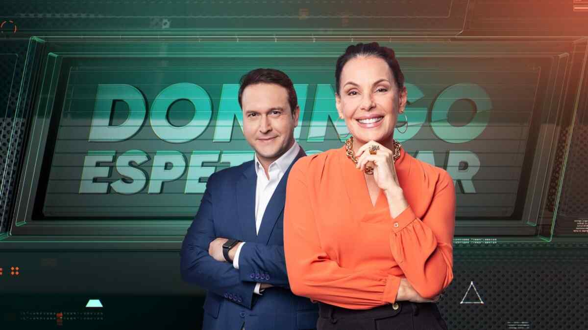 Eduardo Ribeiro e Carolina Ferraz na imagem de divulgação do Domingo Espetacular