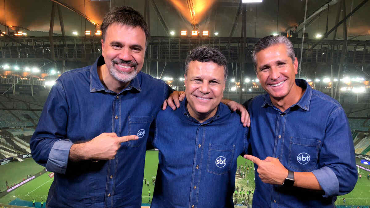 Teo José e Mauro Beting na transmissão da final da Libertadores no SBT