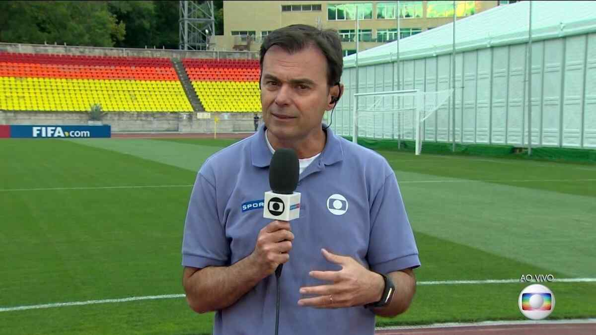 Tino Marcos durante a cobertura da Seleção Brasileira na Copa do Mundo de 2018 na Rússia