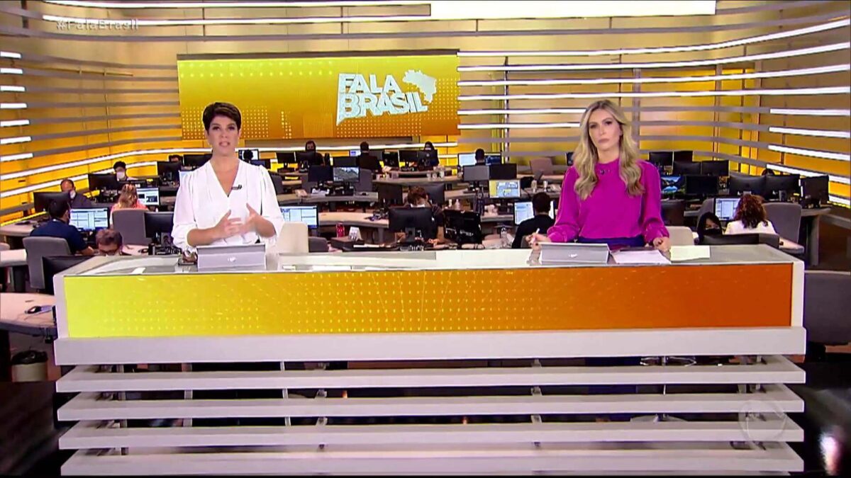 Mariana Godoy e Thalita Oliveira nos estúdios do Fala Brasil em São Paulo