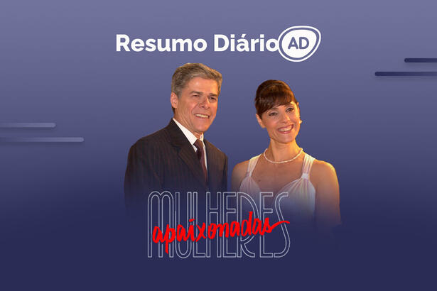 Logo do resumo diário da novela Mulheres Apaixonadas no canal Viva.