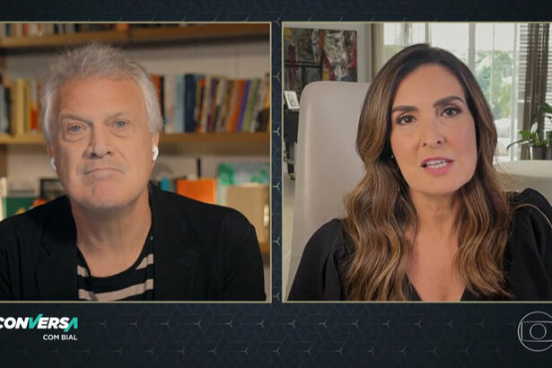 Pedro Bial e Fátima Bernardes durante a edição do Conversa com Bial na última sexta (16)