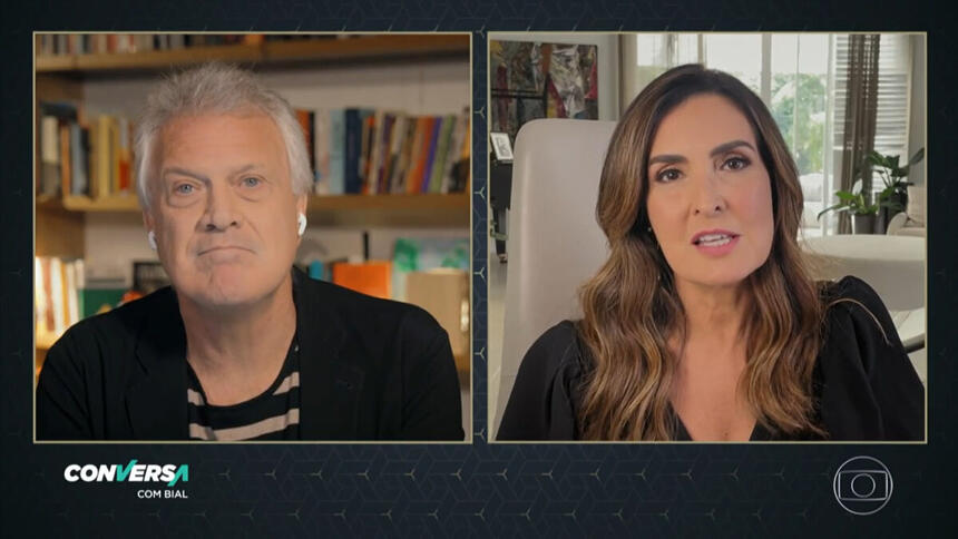 Pedro Bial e Fátima Bernardes durante a edição do Conversa com Bial na última sexta (16)