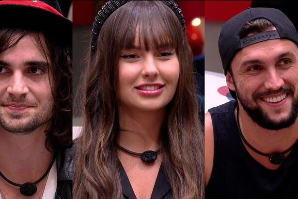 Fiuk, Thaís e Arthur durante a formação do paredão no BBB 21