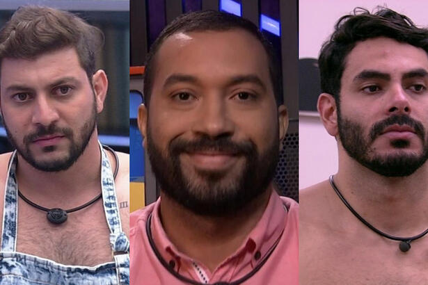 Montagem com Caio, Gilberto e Rodolffo - os emparedados da semana no BBB 21