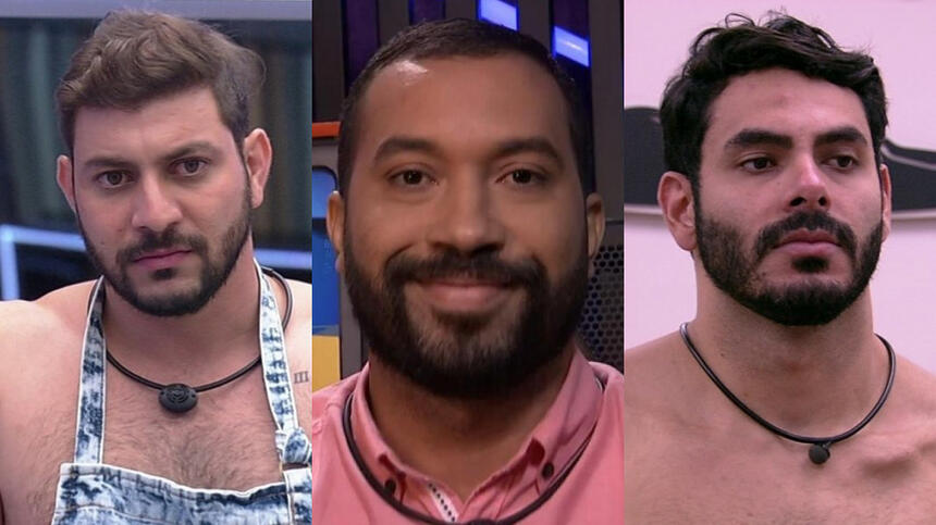 Montagem com Caio, Gilberto e Rodolffo - os emparedados da semana no BBB 21