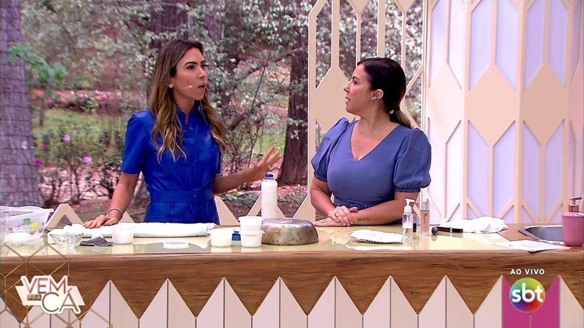 Patricia Abravanel agradece participação da especialista em truques de limpeza, que participou do Vem Pra Cá desta terça-feira, 27 de abril de 2021.