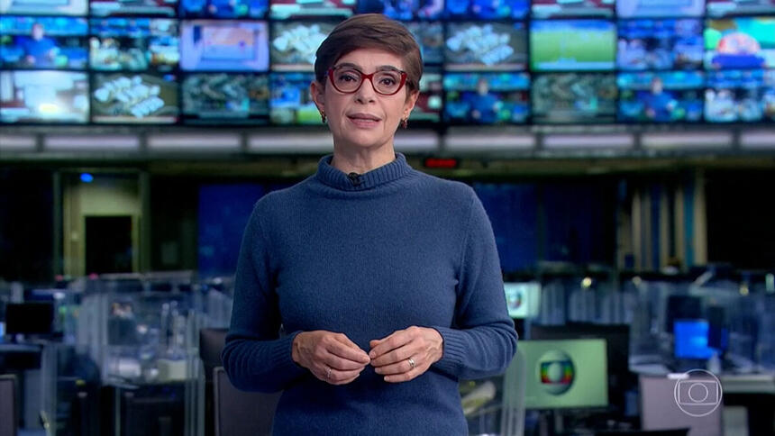 Renata Lo Prete nos estúdios do Jornal da Globo - edição de 19 de abril de 2021