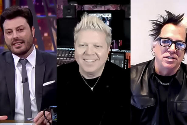 Danilo Gentili, Dexter Holland e Noodles, durante a entrevista, feita de forma remota, para o The Noite