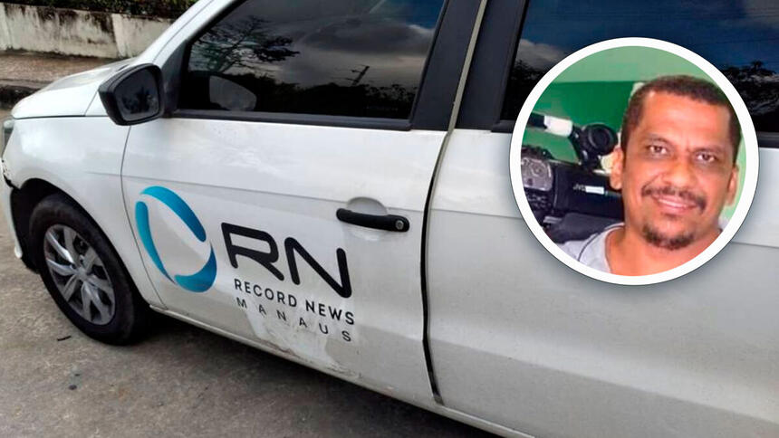 Carro da Record News e o cinegrafista que foi baleado