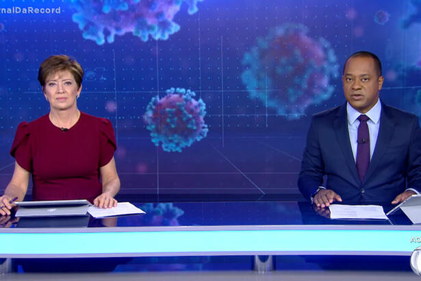 Christina Lemos e Luiz Fara Monteiro no Jornal da Record de 17 de maio de 2021